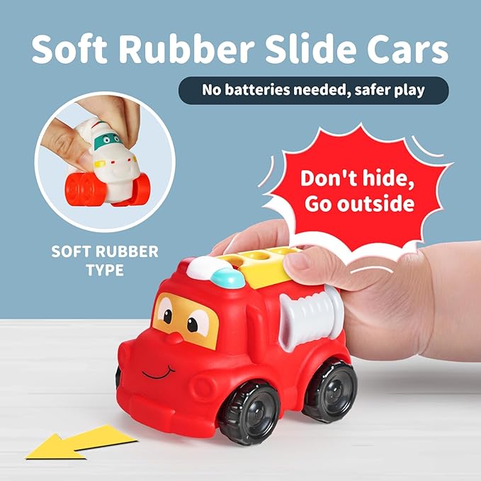 ALASOU 12 PCS Soft Rubber Car Toys for 1 Year Old Boy with Playmat/Storage Bag|1 Year Old Boy Gifts|1st Birthday Gifts for Toddler Toys Age 1-2|Baby Toys 12-18 Months