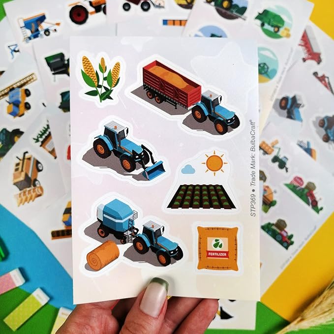 BulbaCraft 100 Pcs Tractor Stickers & Decals, Tractor Birthday Party Supplies, Gifts for Women & Men