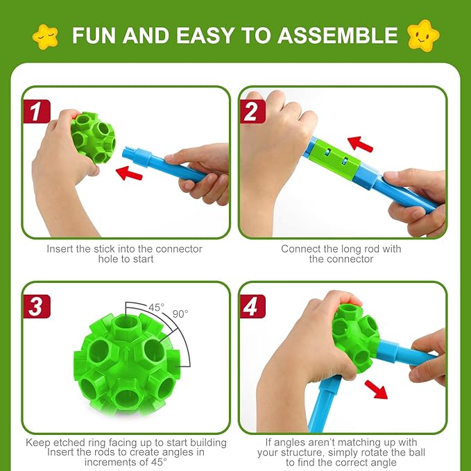 SpringFlower Fort Building Kit for Kids,STEM Construction Toys, Educational Gift for 3 4 5 6 7 8 9 10 11 12 Years Old Boys and Girls,Ultimate Creative Set for Indoor & Outdoors Activity,200 Pcs,Green