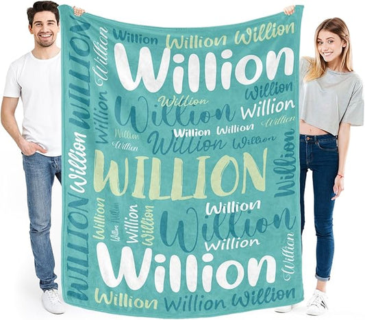 Personalized Custom Baby Blanket with Name for Girls Boys Kids Customized Flannel Blanket for Bed Nursery Room Baby Stroller