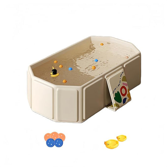 Baby Foldable Kids Bathtub for Infants to Toddler with Non-Slip Base,Easy Storage,Perfect for Small Spaces,White (White)