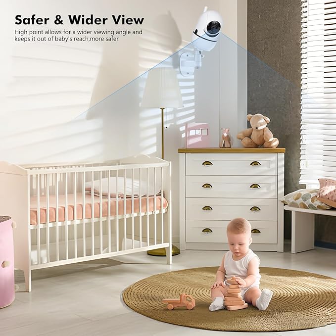 Baby Monitor Mount for HelloBaby HB65/HB40/HB6550/HB66/HB6339/HB6550 Pro, ANMEATE SM935E, 360° Adjustable Baby Camera Wall Mount for Hellobaby Monitor, Two Ways to Install
