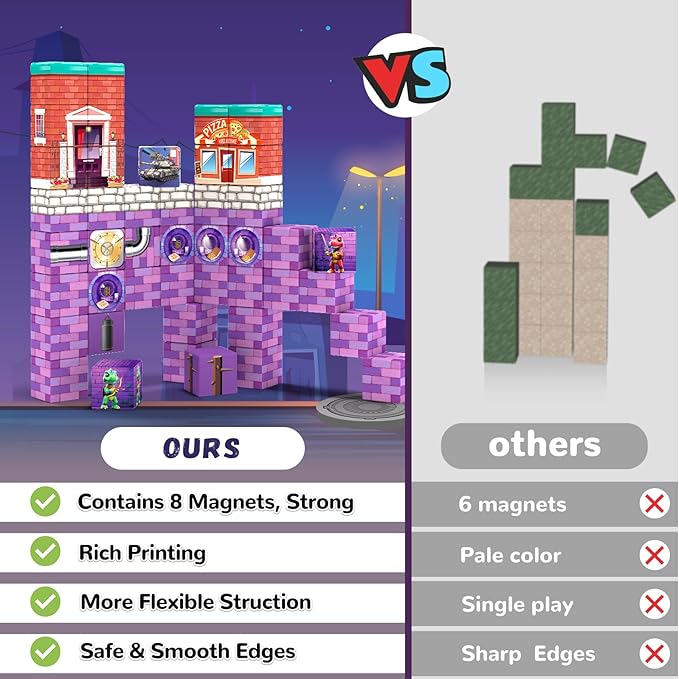 48PCS Magnetic Blocks,Building Blocks Dinosaur Toys for 3+ Year Old, Magnet Cubes Sensory Montessori Toys for 3 4 5 6 7 8 Year Old Boys & Girls, Kids