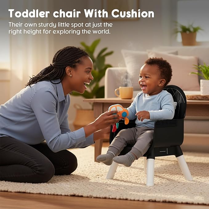 6 in 1 Baby High Chair, Convertible Highchair for Babies and Toddlers (Black)