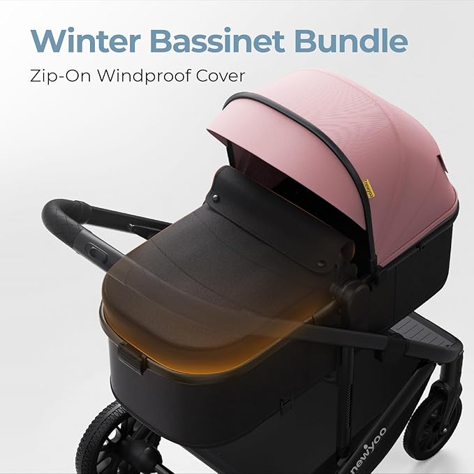 newyoo Baby Stroller, Nestro 516M, Infant Bassinet Strollers w Convertible/Reversible Seat & Cup Holder, Coches para Bebes, 2 in 1 Rear-Facing Pram from Newborn to Toddler, One-Hand Easy Fold, Pink