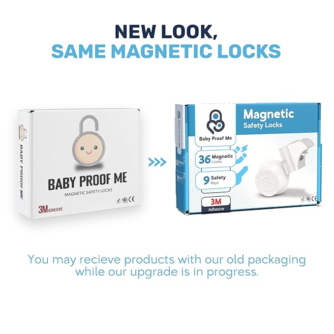 Pack of 36 Magnetic Cabinet Locks for Child Safety with 9 Keys, 3M Adhesive Easy Installation, Baby Proofing Magnetic Locks for Cabinets and Drawers (36 Locks + 9 Keys)