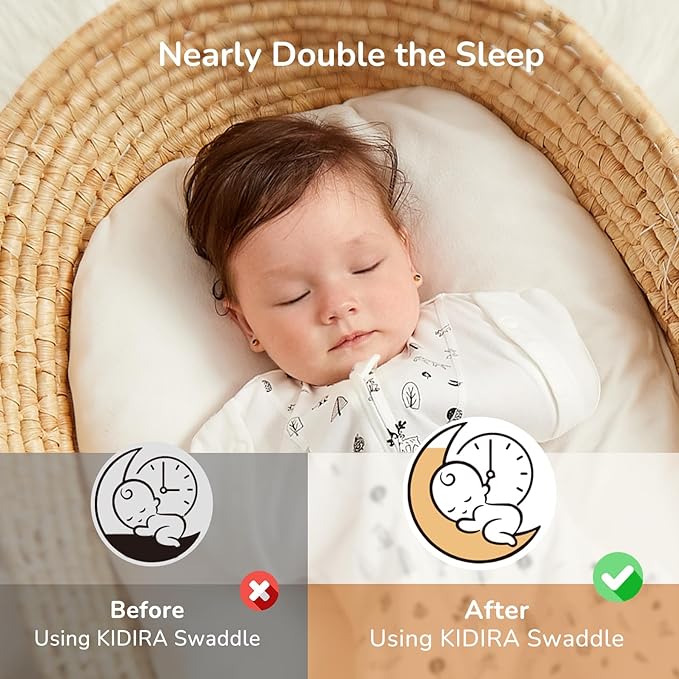 KIDIRA Transition Swaddle Sleep Sack, 3-6 Months, 12-18 lb, 2-Way Zipper, Moisture-Wicking Fabric, Snug Fit, (Munchkin Forest)