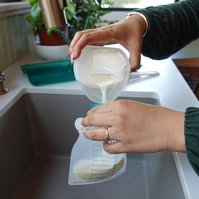 Willow - Silicone Wearable Breast Pump - Passive Suction Milk Collector - Hands Free Manual Breast Pump - Dishwasher Safe - Breastfeeding Essentials - Easy Pour Spout for Milk Storage Bags - BPA Free