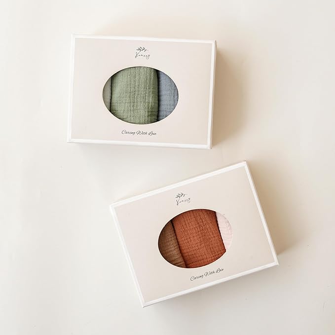 Konssy 10-Pack Muslin Baby Bibs, Soft Cotton Bandana Bibs for Drooling & Teething, Unisex Solid Colors for Boys & Girls, Newborn & Infant