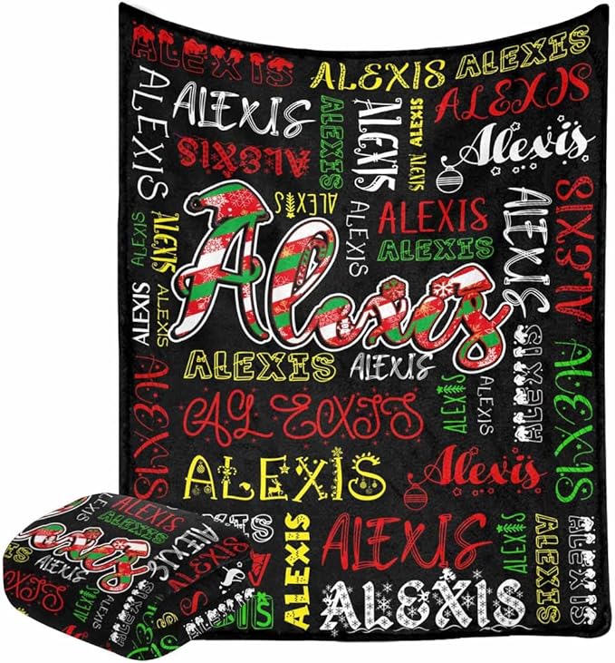 M YESCUSTOM Custom Name Blankets for Boys Girls, Personalized Baby Blankets for Kids Adult Toddler Customized Soft Throw Blanket Birthday Christmas Valentines Day Black Red