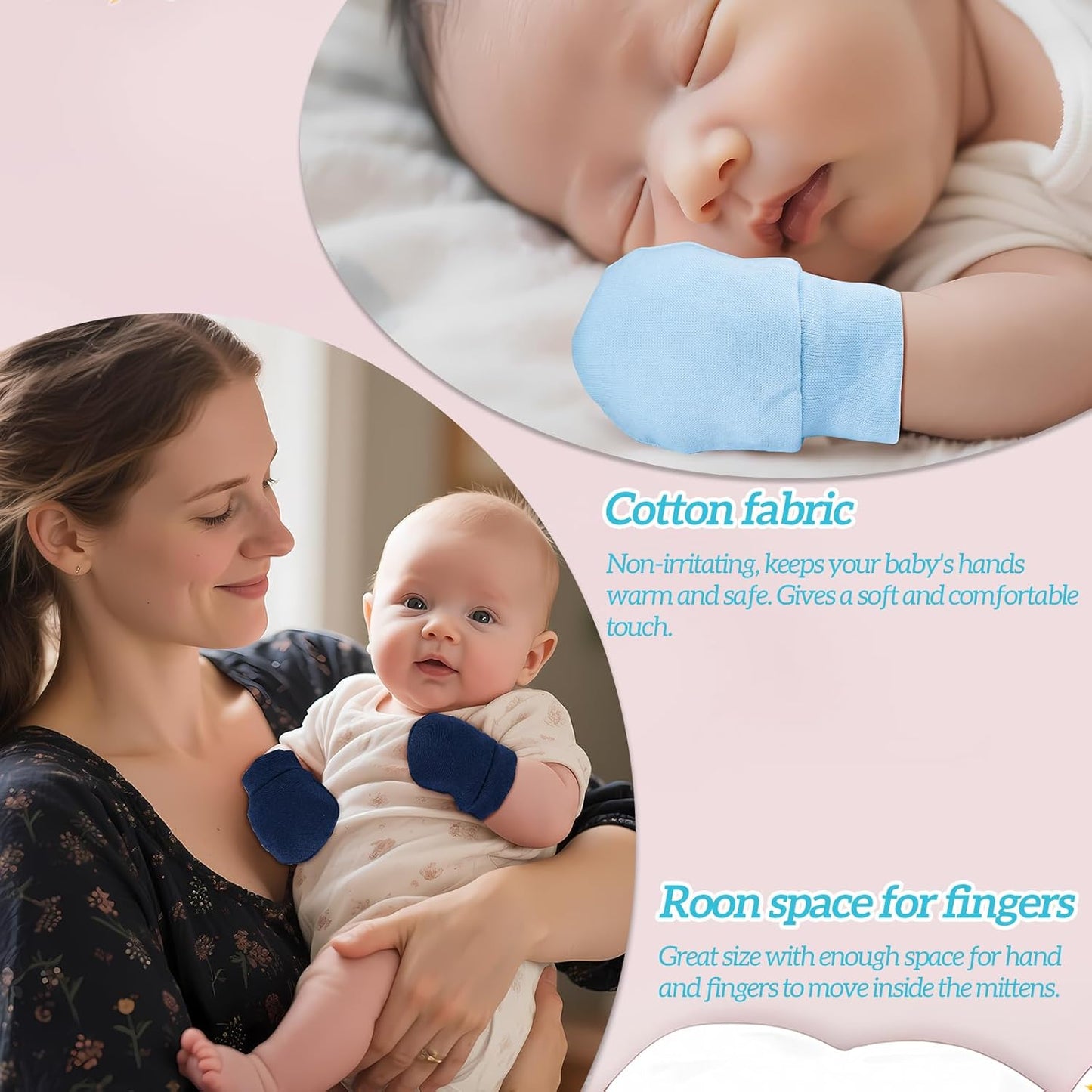 No Scratch Baby Mittens Newborn Infant Toddler Mittens Soft Elastic Wrist Gloves Mitten for 0-6 Months Boys Girls