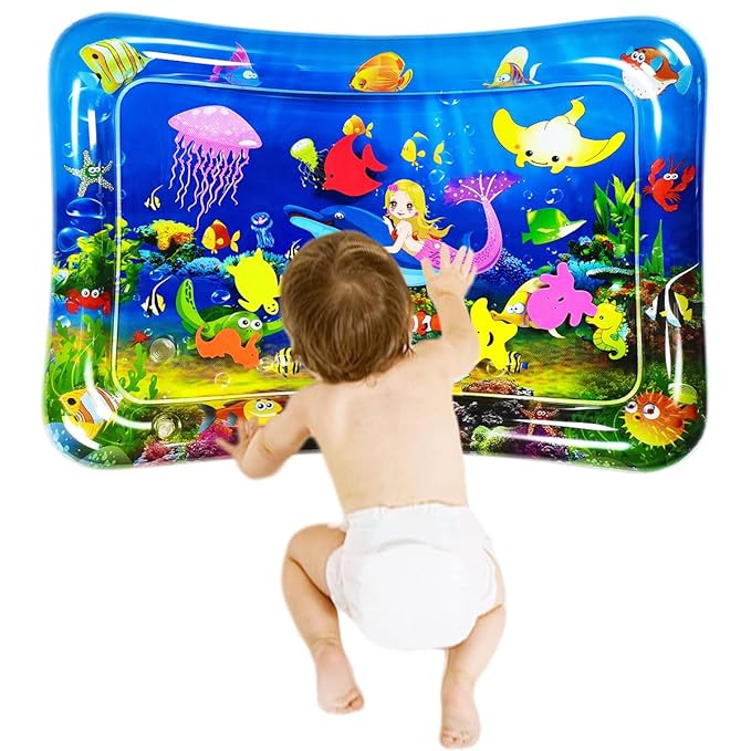Water mat Infant Toys, Inflatable Tummy Premium Water mat Baby and Toddlers is The Perfect Fun time Play Activity Center Your Baby's Stimulation Growth （27.5x20 in).
