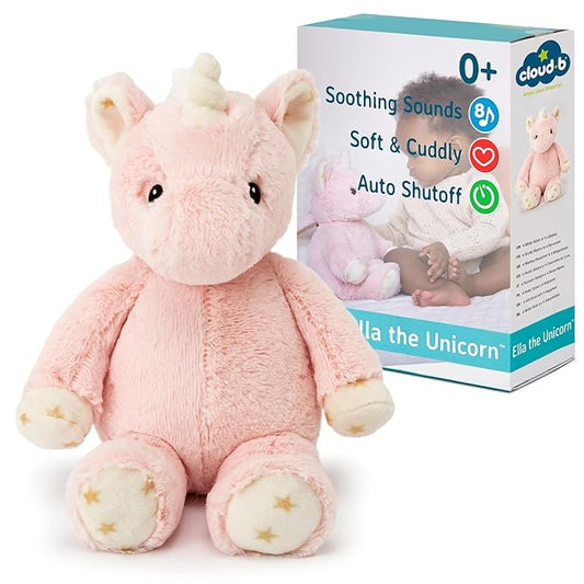 Cloud b Sound Machine with White Noise Soothing Sounds | Cuddly Stuffed Animal | Adjustable Settings and Auto-Shutoff | Ella The Unicorn