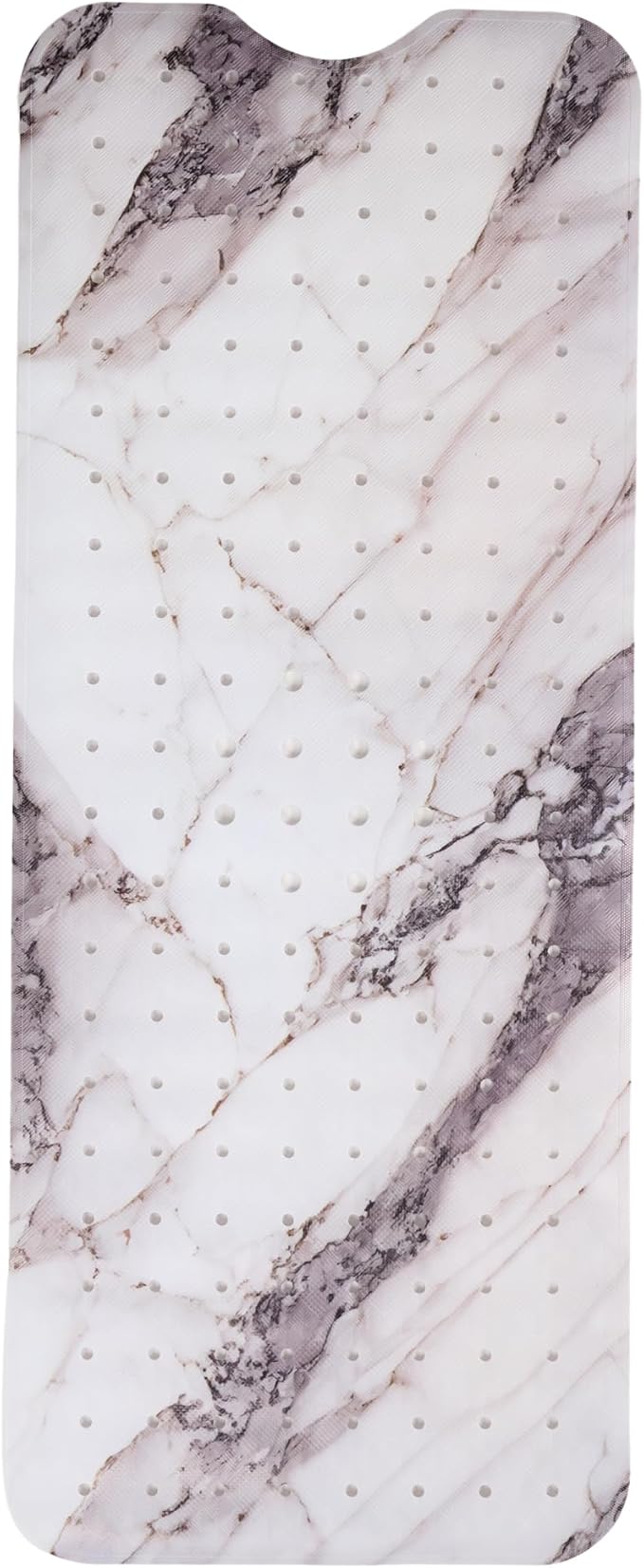 ENKOSI Bath Mat – Large 40 x 16 Inch Non-Slip Bathtub Mat with Suction Cups & Drain Holes – Extra Long Shower Mat for Tub with Marble Print Design (Grey Marble 40x16)