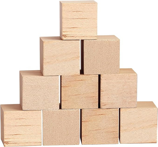 Barydat 10 Pcs 2.36 in Wooden Cubes, Unfinished Wooden Blocks for Crafting Natural Craft Wood Square Blank Cube for DIY Project Baby Showers