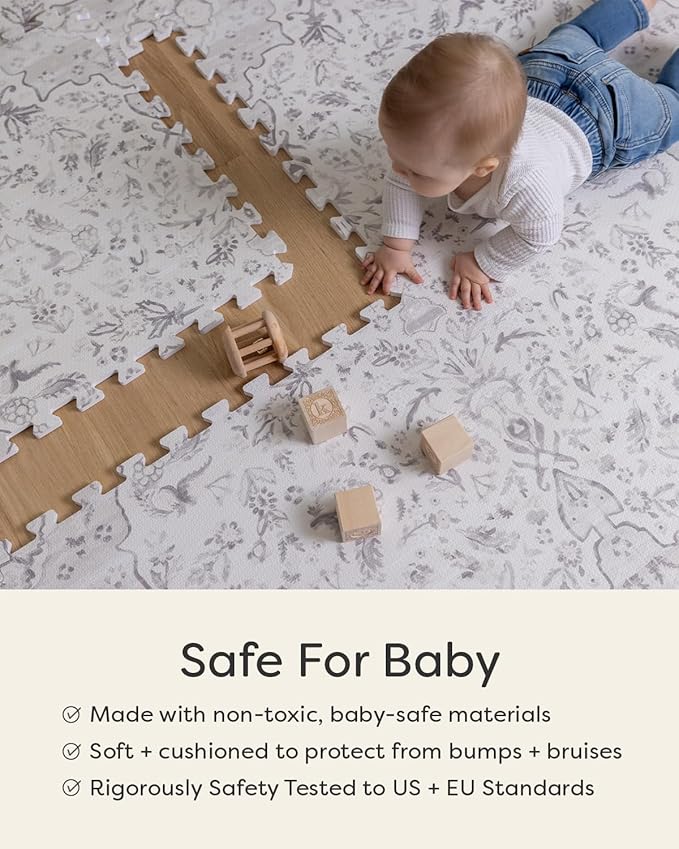 House of Noa Baby Play Mat – 4x6 Emile Grey – Set of 6 Tiles – Cushioned EVA Foam Play Mat for Floor, Soft Interlocking Baby Crawling Mats for Hard Floors