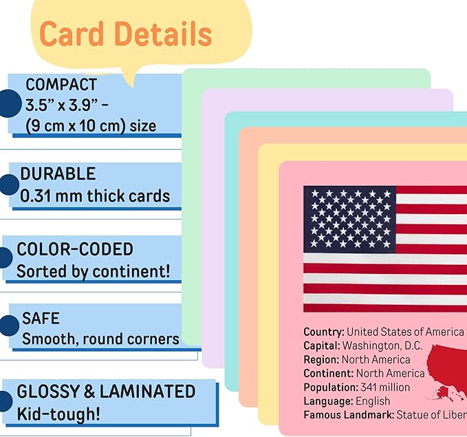 200 Geography Flash Cards for Kids & Adults | Learn Countries & Capitals with Fun Memory Tricks, Games & Illustrations | Includes Country Flags & Fun Facts