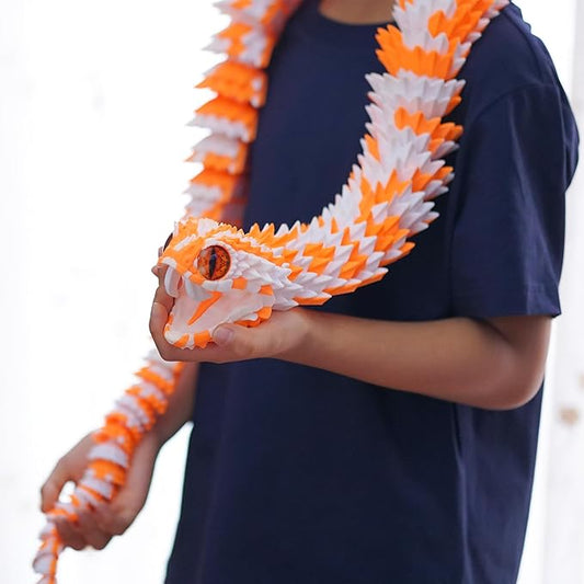 47.5inch Super Large 3D Printed Snake Models,Movable Teeth,Flexible Joint Animal lacertid Figurines, Stress Relief, Fidget restlessness, ADHD Toys, Surprise Fantasy Gifts (WO/47.5inch)