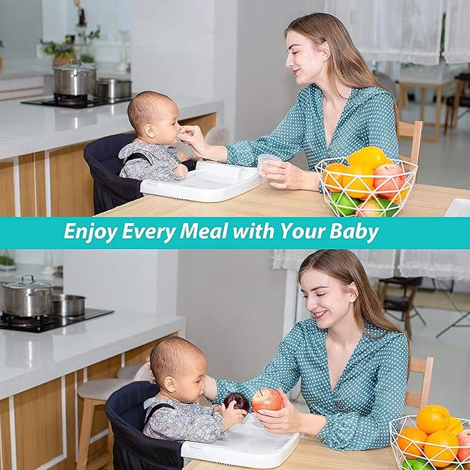 Hook On High Chair with Tray, Fast TableChair Clip on TableHigh Chair, HighChair That Attaches to Table Portable Baby Feeding Seat for Baby Toddler Washable for Travel Outside