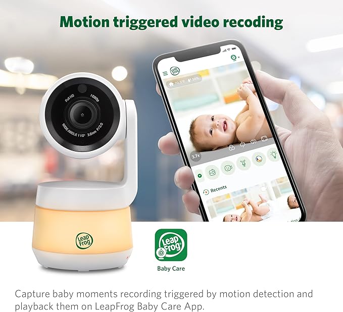 LeapFrog LF930HD Baby Monitor, 7” 720p HD Display,Video Baby Monitor with Camera and Audio, 1080p Smart Remote Access,360° Pan & Tilt,Color Night Light &Vision, Two-Way Intercom
