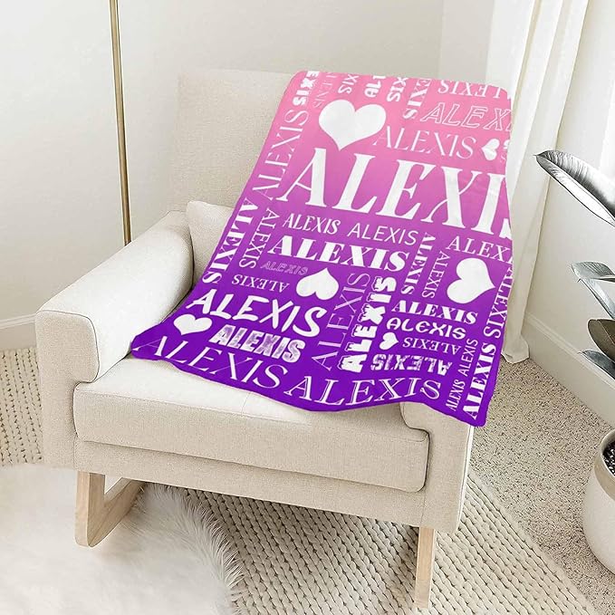 Artsadd Personalized Baby Blankets with Name for Kids Custom Gradient Blanket for Boys Girls Customized Name Nursery Bed Blanket for Daughter Son Birthday Christmas Graduation Baby Shower