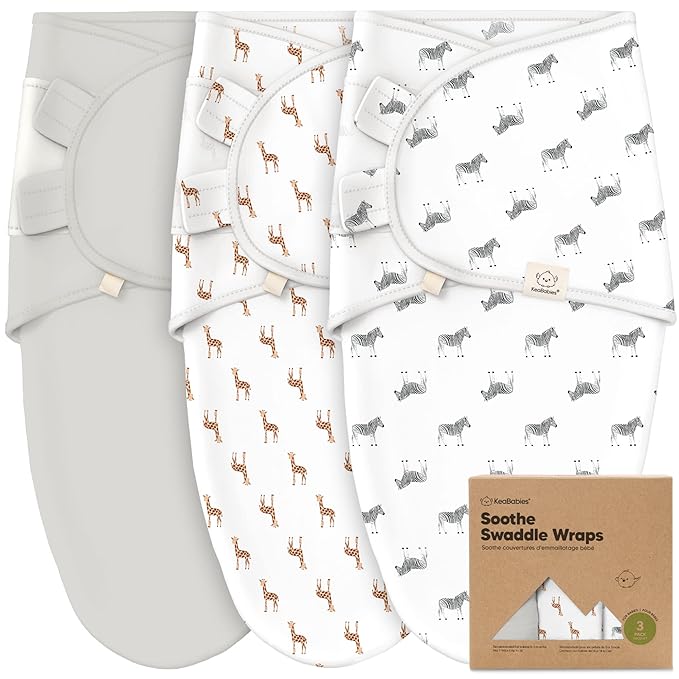 KeaBabies 3-Pack Organic Baby Swaddle Sleep Sacks - Swaddles for Newborns, Infant 0-3 Months, Baby Girls, Boys, Soft & Snug Newborn Sleep Sack, Nursery Swaddling Blankets (The Wild)