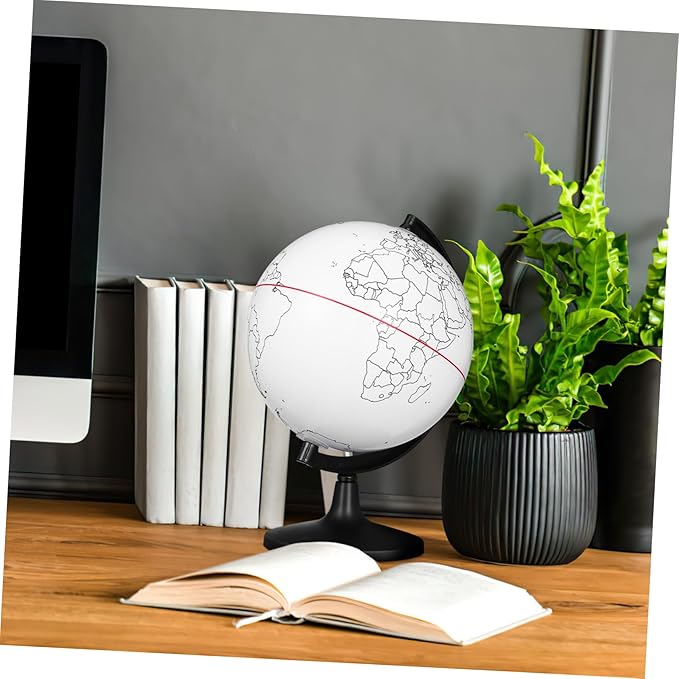 White Globes with Stand, Diy Color Your Own World Globe Blank Earth World Map Unfinished Erasable Painting Model Learning Interactive Geography