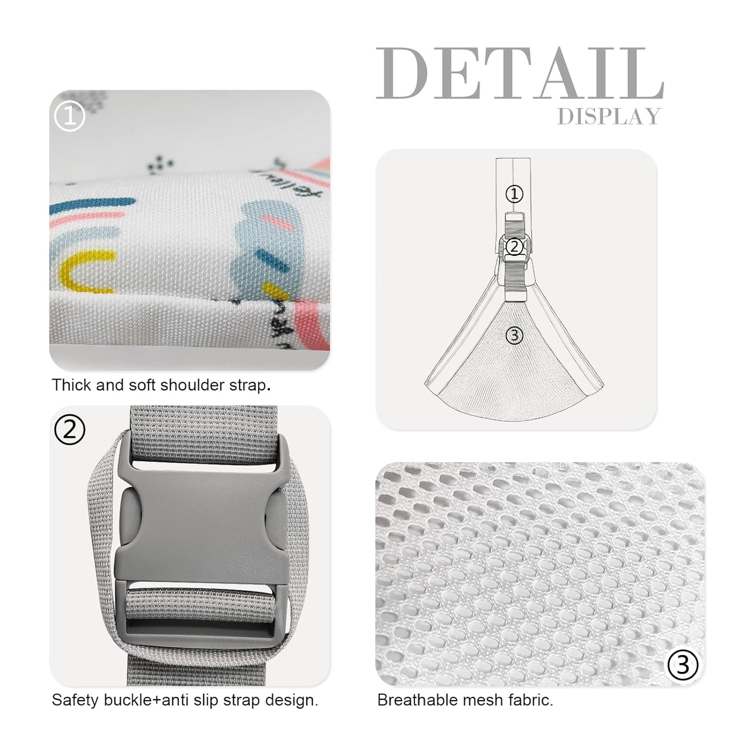 Baby Sling Carrier Newborn to Toddler Adjustable One-Shoulder Design with Safety Buckle, Soft & Lightweight Sling Baby Carrier 10-30 lbs(Mesh,Rainbow)