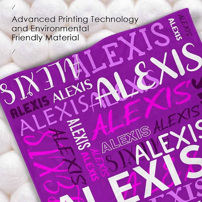 M YESCUSTOM Custom Name Blankets for Boys Girls, Personalized Baby Blankets for Kids Adult Toddler Customized Soft Throw Blanket Birthday Christmas Valentines Day Purple