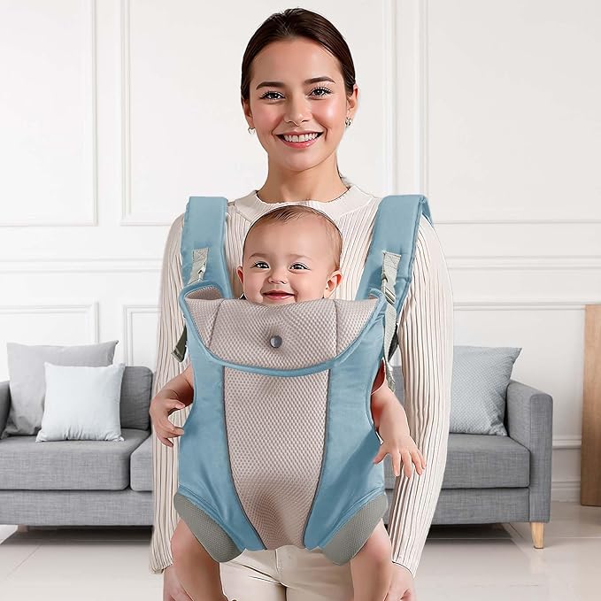 Ergonomic Baby Carrier with Adjustable Strap,4-in-1 Newborn to Toddler Carrier,Breathable Mesh Baby Carrier for Summer,Compact for Travel & Outdoor Adventures,Ideal for Infants 0-3 Years