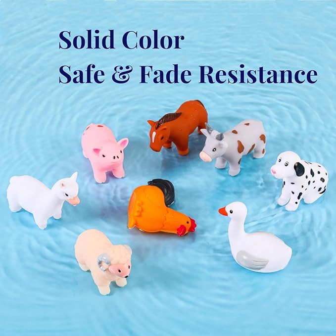 XY-WQ Bath Toys No Hole, for Infants 6-12& Toddlers 1-3, No Hole Bathtub Toys (Animal Ⅱ, 8 Pcs with Mesh Bag)