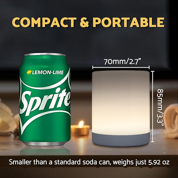 Touch Night Light for Baby Nursery, 3 Color Dimmable Night Light Battery Operated for Kids, Adult, Tap Nightlight Rechargeable, Cordless Small Lamp Portable for Bedroom, Bathroom, Nightstand, Hallway