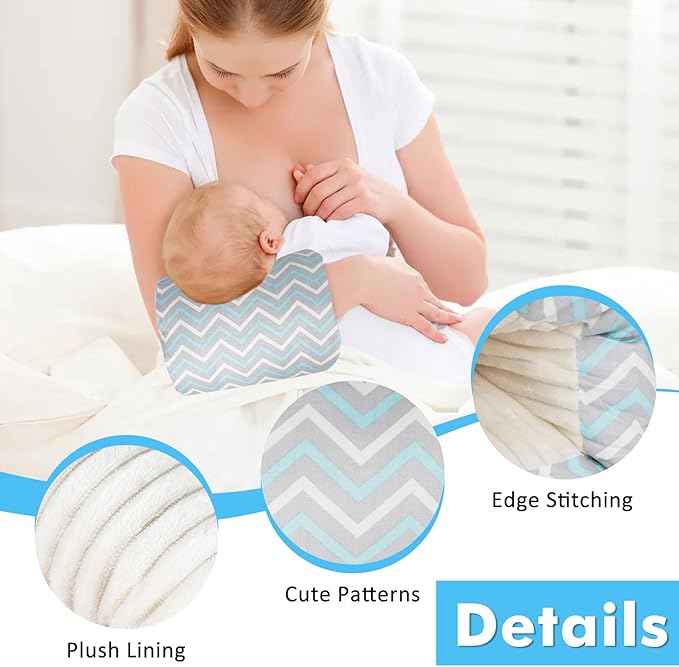 Nursing Arm Pillows for Breastfeeding,Baby Feeding Arm Pillow Portable and Washable for Travel, Soft Cotton Ergonomic Bottle Nursing Essentials（Blue Ripple）