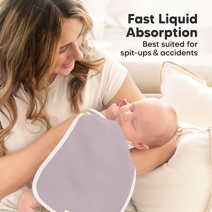 Organic Burp Cloths Baby Boy & Girl - 5-Pack Super Absorbent Cotton Burping Cloths for Babies, Soft & Plush Newborn Spit Up Rags, Infant Towels for Milk Spit Up, Unisex, Large 21" x 10" (Muted Pastel)