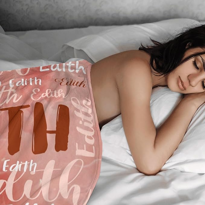 Personalized Custom Baby Blanket with Name for Girls Boys Kids Customized Flannel Blanket for Bed Nursery Room Baby Stroller