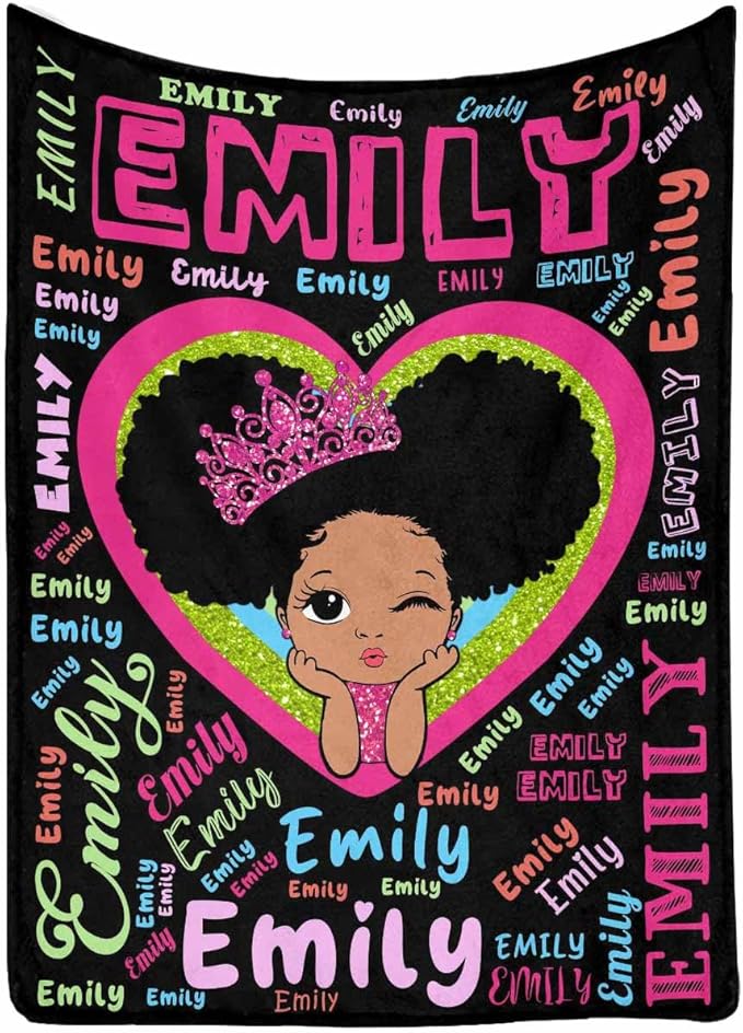 Custom Name Baby Blanket Cute Princess Gift Personalized Name Throw Blanket for Boys Girl on Birthday Christmas Baby Shower
