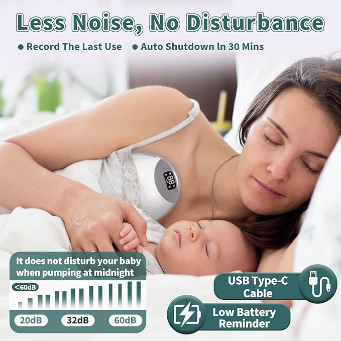 Electric Breast Pump 2025 Upgrade Hands Free Breast Pump 2-Pack 32db Ultra Quiet Wearable Breastfeeding Portable with 12 Levels & 4 Modes Portable Led Display + Dual Seal Tech