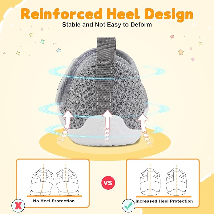 FEETCITY Baby First Walking Shoes Wide Baby Shoes Infant Sneakers Newborn Crib Shoe Barefoot Lightweight Slip On Shoe