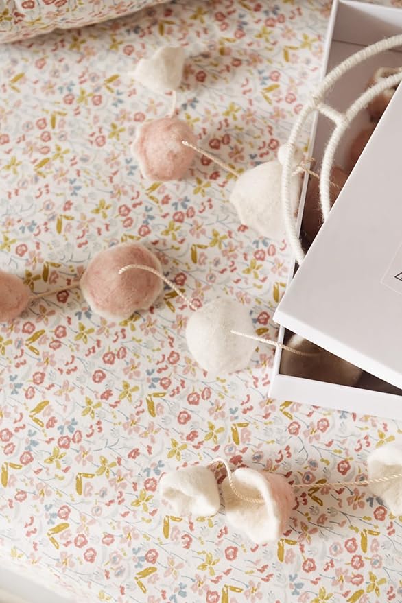 Pehr Classic Wool Felt Mobile, Floret | Handmade Nursery Décor | Includes Gift Box | Ethical & Enchanting | 28” x 9”