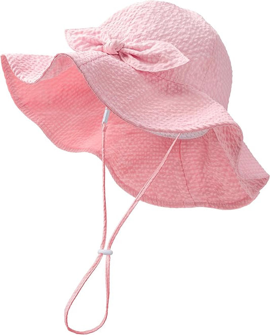 HONGTEYA Baby Sun Hat Toddler Girl Beach Hat Adjustable Outdoor Summer Hat UPF 50+ Sun Protection Wide Brim Infant Kids