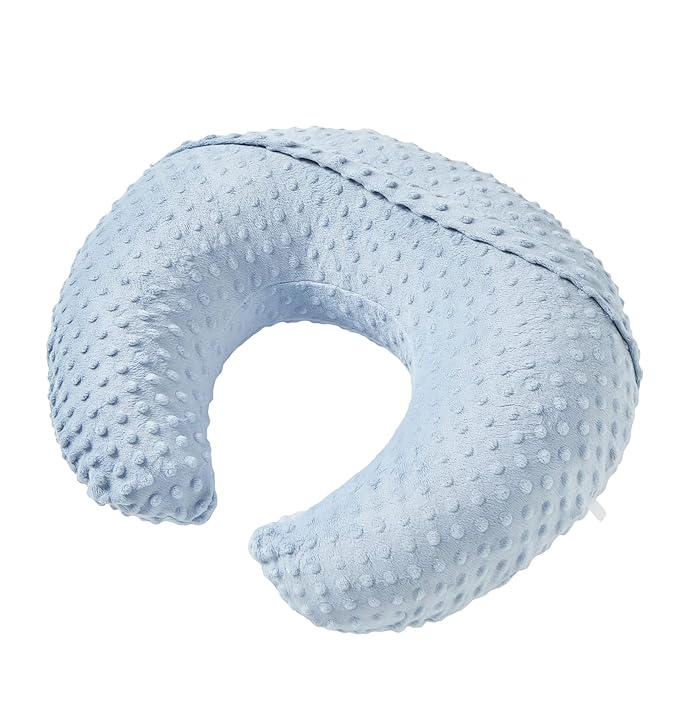 Nursing Pillow and Positioner with Cover for Breastfeeding and Bottle Feeding, Propping Baby, Tummy Time, Baby Sitting Support, Awake-Time Support (Blue, 22" x 17.7" x 5.9")