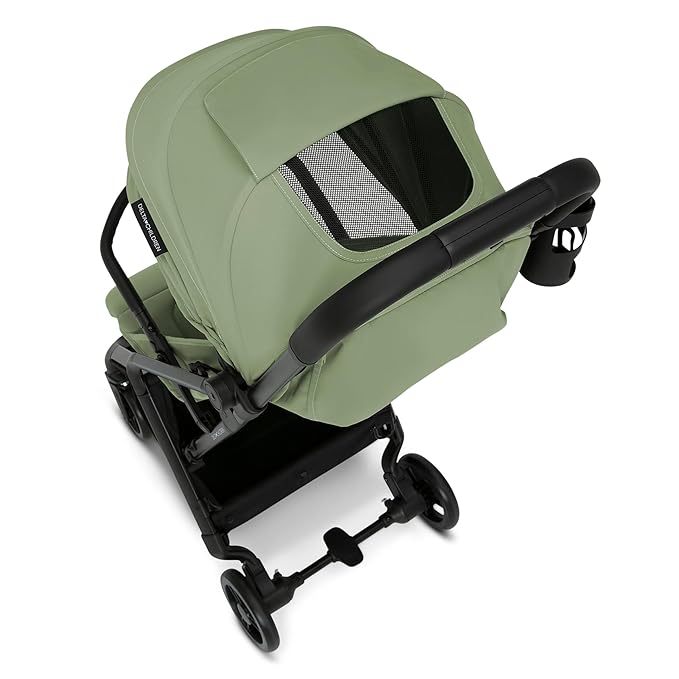 Delta Children Icon Ultra Compact Lightweight Everyday & Travel Stroller - One-Hand Fold - Only 15.6 lbs- Fits in Overhead Compartments - Greenguard Gold Certified - Multi-Position Recline, Sage Green