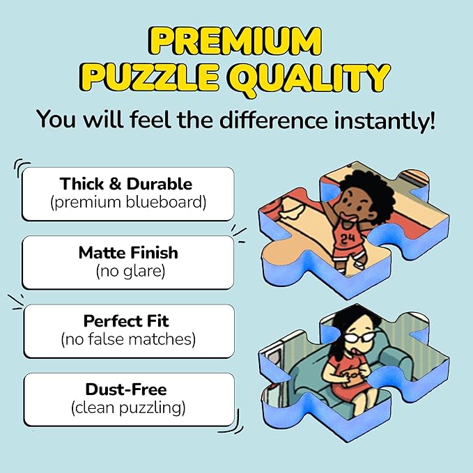 Odd Pieces Jigsaw Puzzles 1000 Pieces with Storytelling Comics, Secret Ending, Puzzle for Mystery Adults & Kids - 19.7'' x 27.6'' Frameable Magic Puzzle Art (Snack Attack)