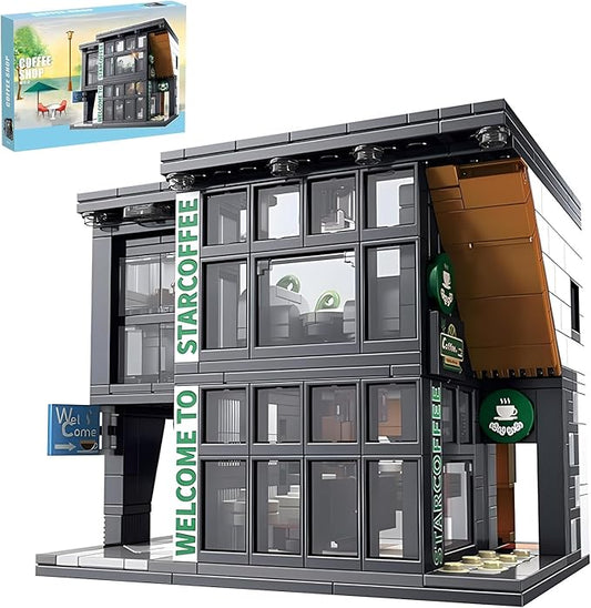 Coffee Shop Building Blocks Toys City Street View Architecture Model Set Birthday Age 6+ Children Teens Adult 581 Pieces