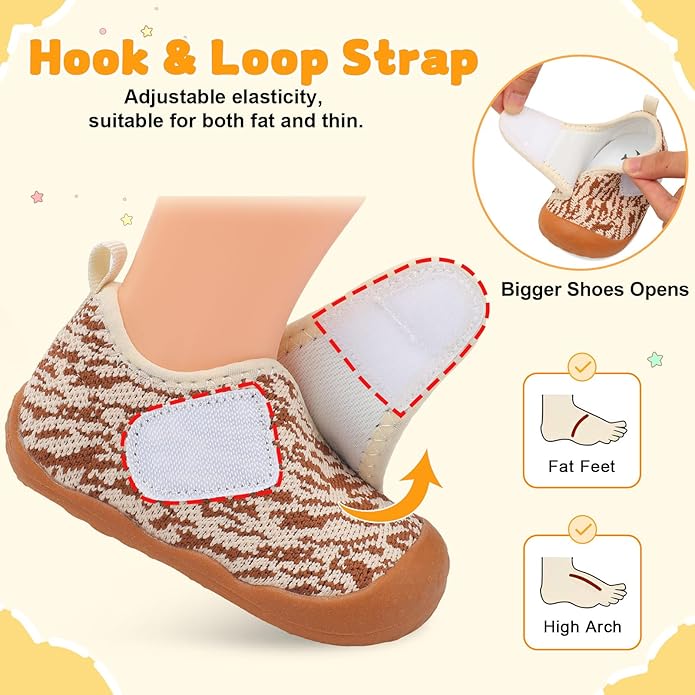 FEETCITY Baby First Walking Shoes Wide Baby Shoes Infant Sneakers Newborn Crib Shoe Barefoot Lightweight Slip On Shoe