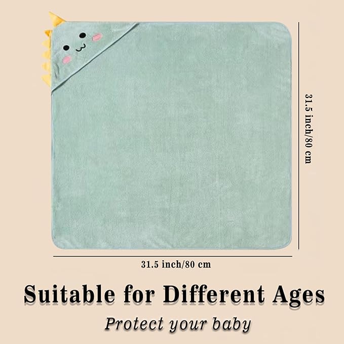 2 Pack Premium Soft Baby Bath Towels with Hood - Green Dinosaur + Brown Koala - Ultra Absorbent, Baby Stuff Shower for Boys and Girls