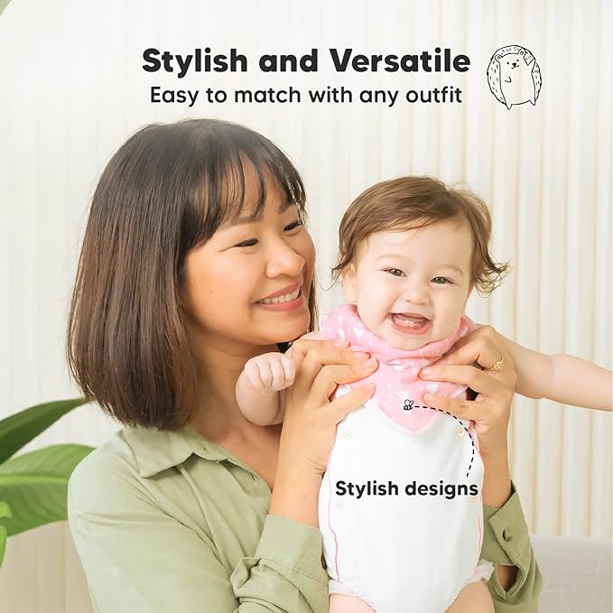 KeaBabies 8-Pack Organic Baby Bandana Bibs for Girls - Super Absorbent Triangle Baby Bibs for Drooling and Teething Infant, 100% Cotton Extra Soft for Newborn, Infant 0-36 Months (Pink Dreams)