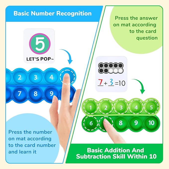 Joycat Ten-Frame Math Learning Tools for Elementary-8 Ten Frames and 20 Task Cards Math Counting Games with for Preschool Kindergarten Classroom Learning Activities Kids Ages 3-5