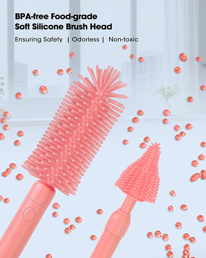 Travel Baby Bottle Cleaning Kit, Including Pacifier Cleaner and Straw Brush, Detachable Head for Easy Cleaning, Baby Travel Essential