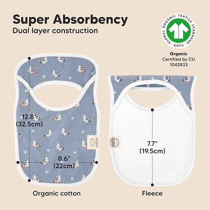 8-Pack Baby Bibs for Boys, Girls - Pullover Bibs for Drooling Teething Baby Girl & Boy Toddler, Newborn, Soft & Absorbent, Cute Colors, Large Torso Coverage Keep Infant Clean & Dry (Pets & Paws)